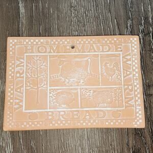 Vintage Terra Cotta Pottery Bread Bun Warmer Stone for Basket trivet wall hanger